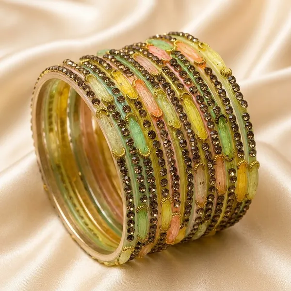 Multicolor_Glass_Stone_Embellished_Gold_Tone_Bangles_Set_For_Women