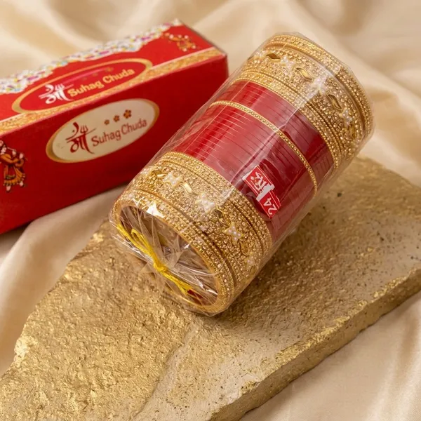 Red_Acrylic_Gold_Embellished_Traditional_Bridal_Chura_Set_For_Women