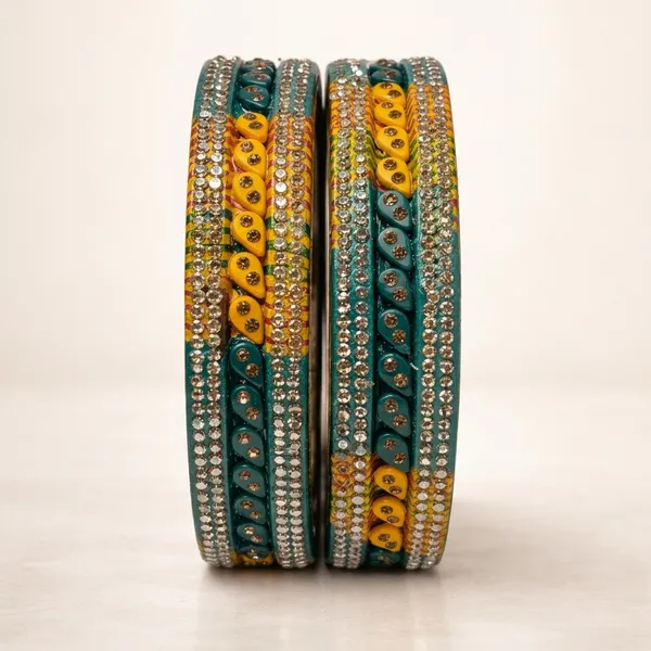 Teal_And_Yellow_Lac_Stone_Studded_Bangles_Set_For_Women