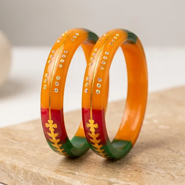 Tricolour_Resin_Gold_Floral_Embellished_Bangles_Set_For_Women