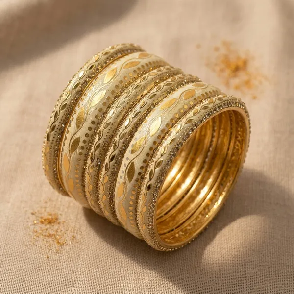 Gold_And_Cream_Brass_Enamel_Embellished_Bangles_For_Women