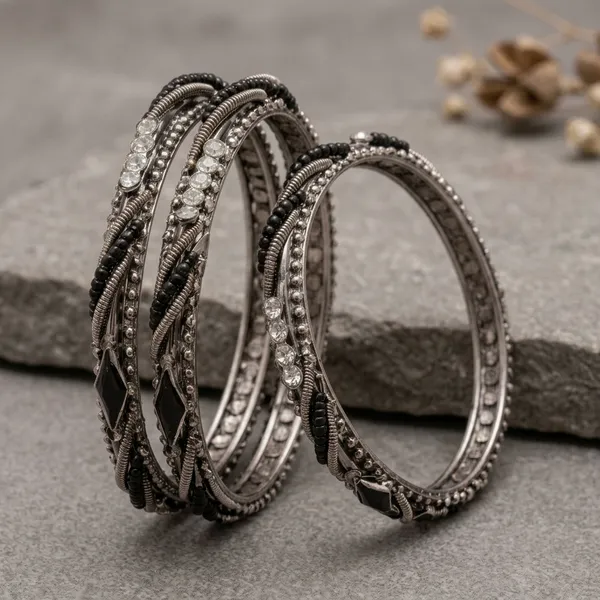 Black_And_Silver_Oxidized_Metal_Crystal_Embellished_Bangles_For_Women_-_Pack_Of_2