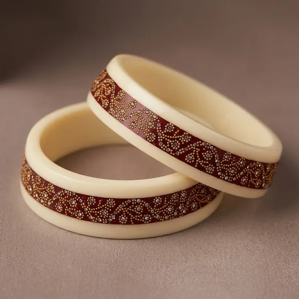 Cream_And_Maroon_Lac_Embellished_Bangles_For_Women