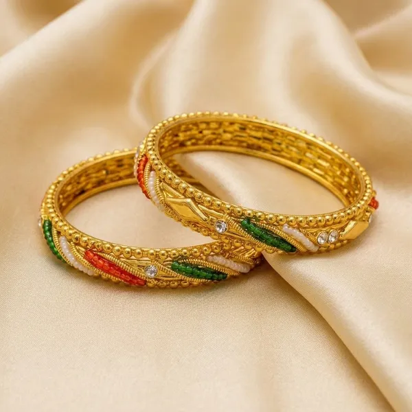Gold_Metal_Multicolor_Enamel_Crystal_Bangles_For_Women_-_Pack_Of_2