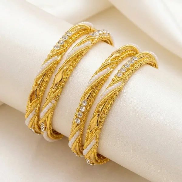 Gold_Metal_Crystal_Twist_Design_Bangles_For_Women_-_Pack_Of_2
