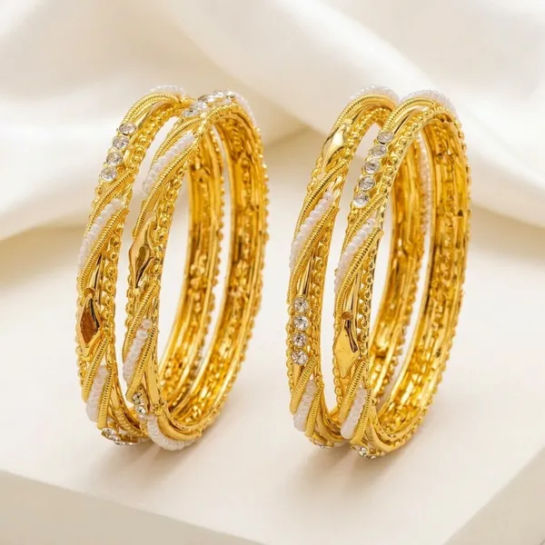 Gold_Metal_Crystal_Twist_Design_Bangles_For_Women_-_Pack_Of_2