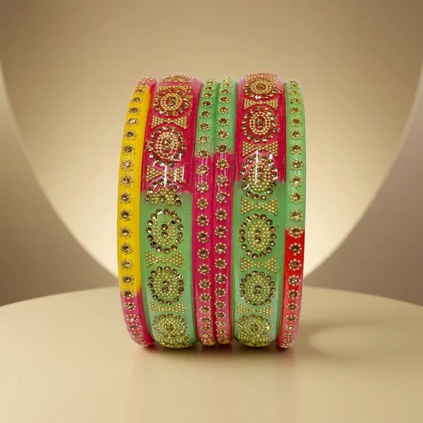 Multicolor_Nylon_Stone_Embellished_Bangles_For_Women