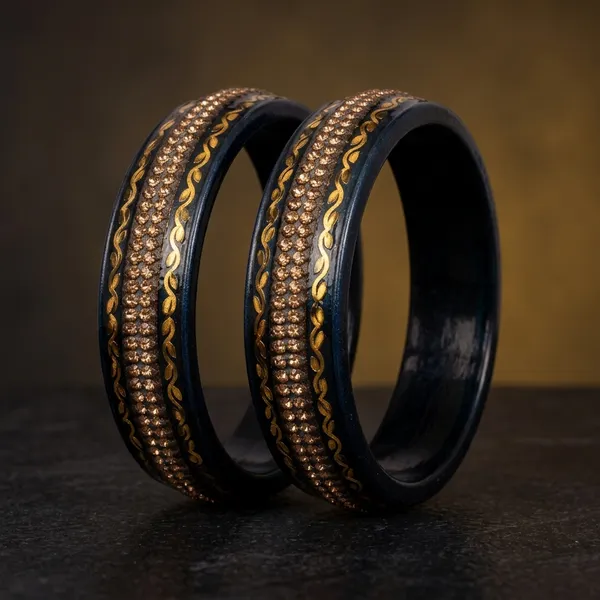 Grey_And_Black_Lac_Golden_Embellished_Ethnic_Bangle_Set_Of_2_For_Women