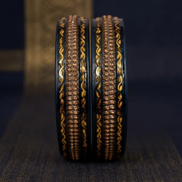 Grey_And_Black_Lac_Golden_Embellished_Ethnic_Bangle_Set_Of_2_For_Women