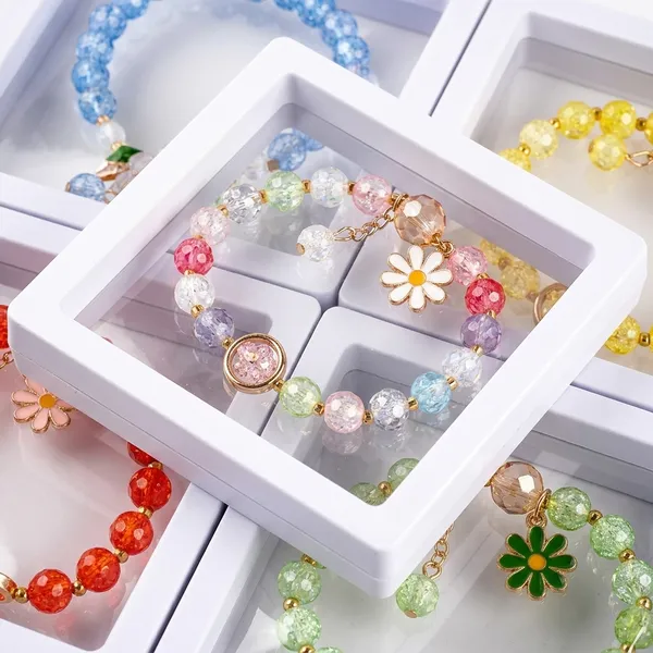 Multicolor_Plastic_Crystal_Beaded_Floral_Charm_Bracelet_Set_Of_5_For_Women