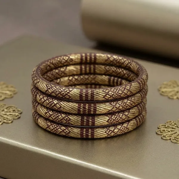 Brown_Glass_Golden_Ethnic_Pattern_Bangle_Set_Of_4_For_Women