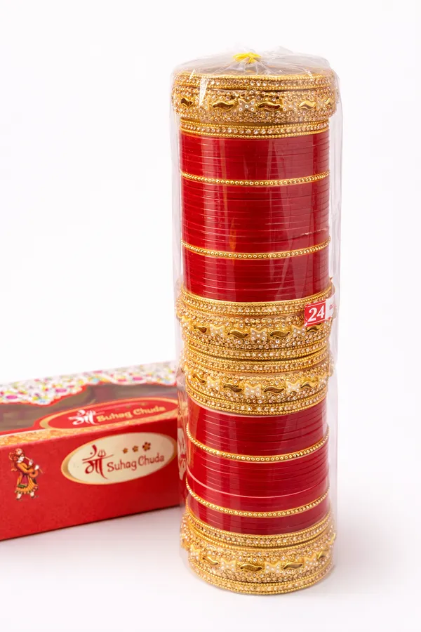 Red_Acrylic_Gold_Embellished_Traditional_Bridal_Chura_Set_For_Women