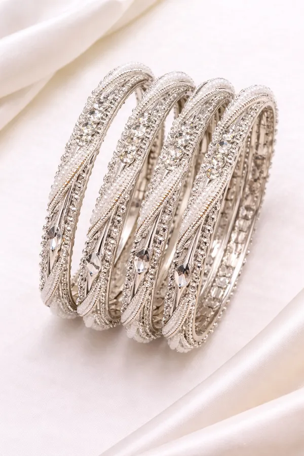 Silver_Metal_Twisted_Crystal_Embellished_Bangle_Set_Of_4_For_Women_-_Pack_Of_2
