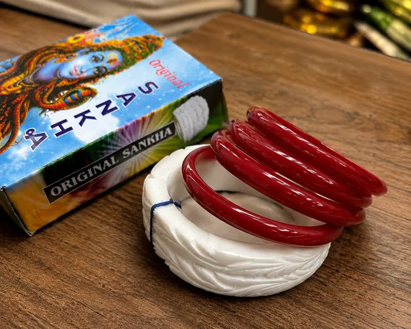 White_And_Red_Shanka_original_Braided_Bangle_Set_Of_4_For_Women