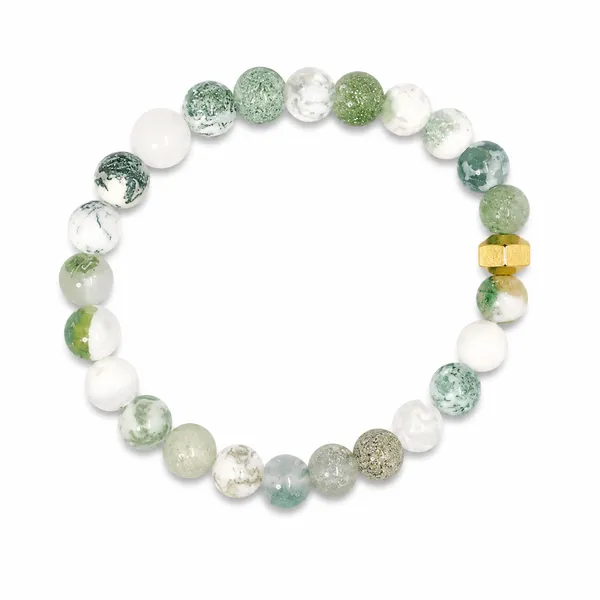 Tree_Agate_Bracelet_With_Brass_Beads