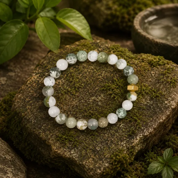 Tree_Agate_Bracelet_With_Brass_Beads
