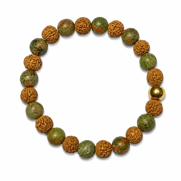 Unakite_Bracelet_With_Brass_Beads