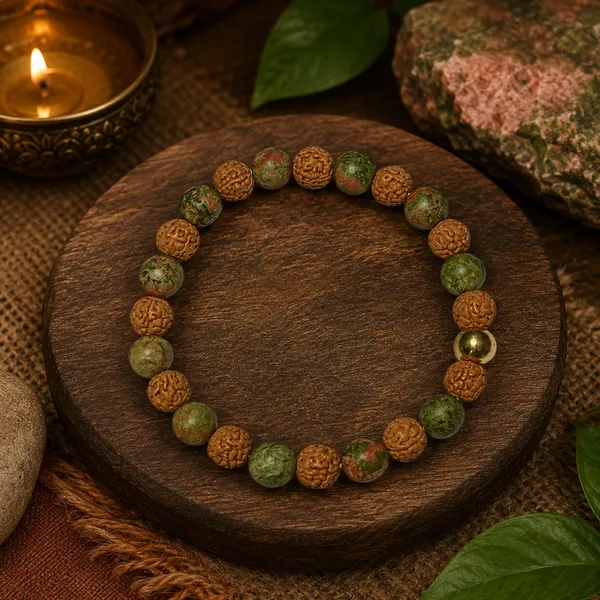 Unakite_Bracelet_With_Brass_Beads