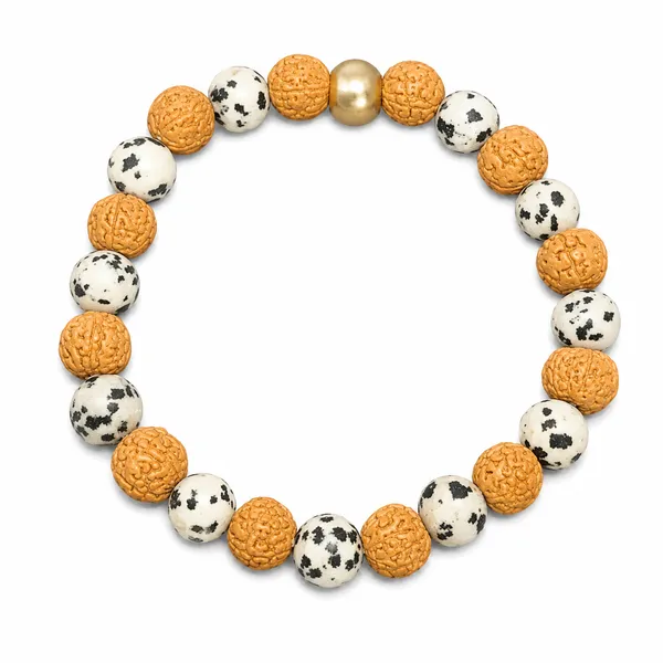 Dalmation_Jasper_Diamond_Cut_And_Rudraksha_Bracelet_8_Mm