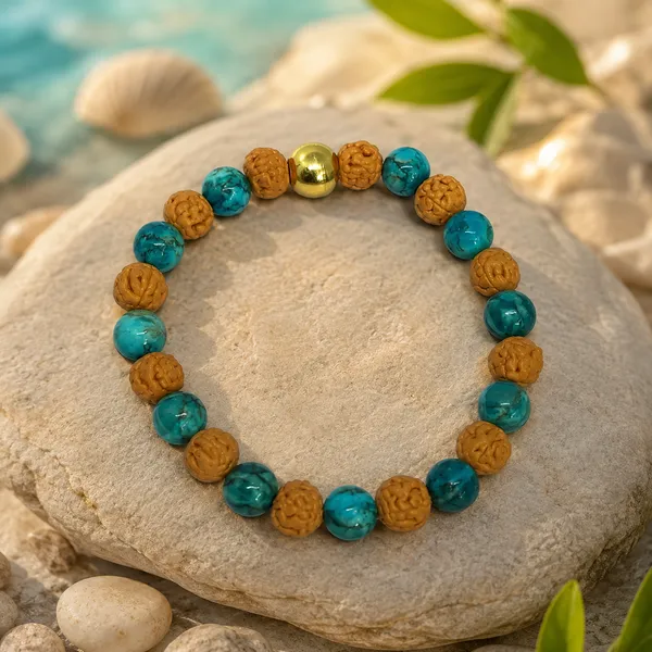 Turquoise_And_Rudraksha_Bracelet_8Mm