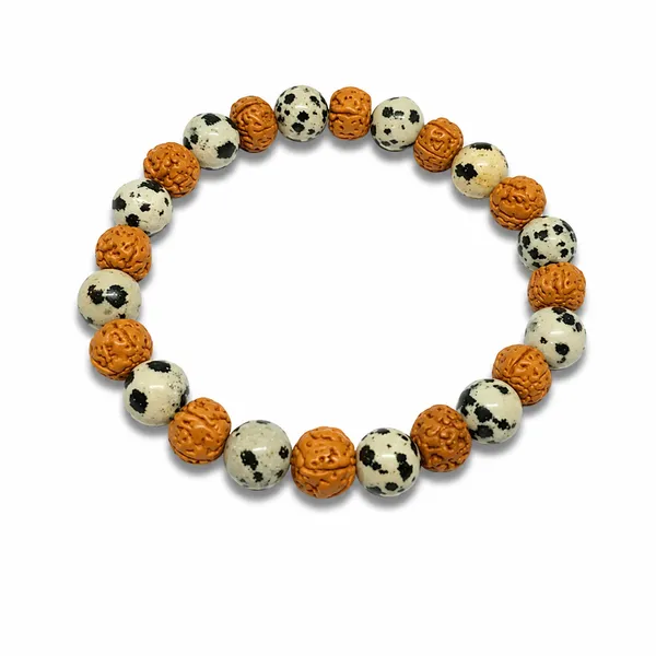 Dalmation_Jasper_Plain_And_Rudraksha_Bracelet_8_Mm