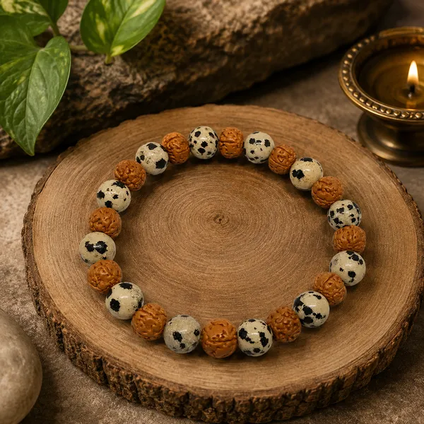 Dalmation_Jasper_Plain_And_Rudraksha_Bracelet_8_Mm