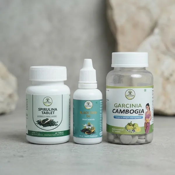 Obesity_Care_(Garcinia_Cambogia_Tablets,_Spirulina_Tablets,_Black_Seed_Oil)
