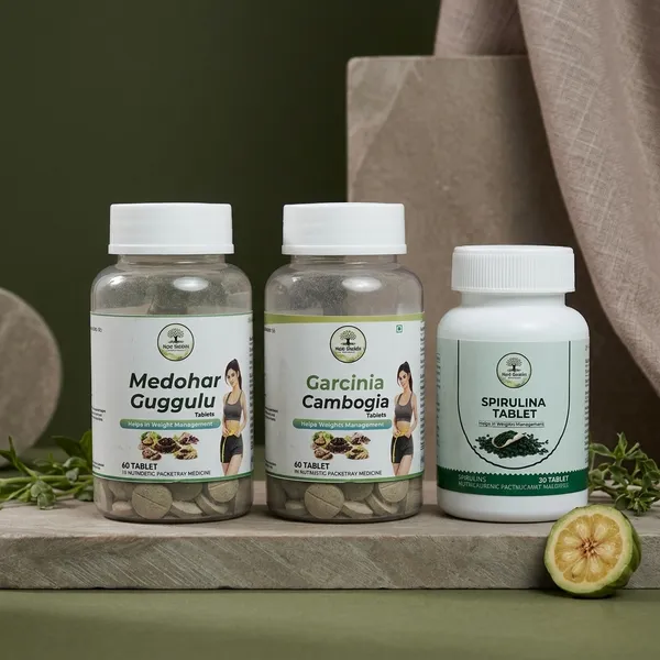 Ayurvedic_Herbal_Capsules_Combo_Pack_Of_3_(Garcinia_Cambogia_Tablets,_Spirulina_Tablets,_Medohar_Guggulu_Tablets)