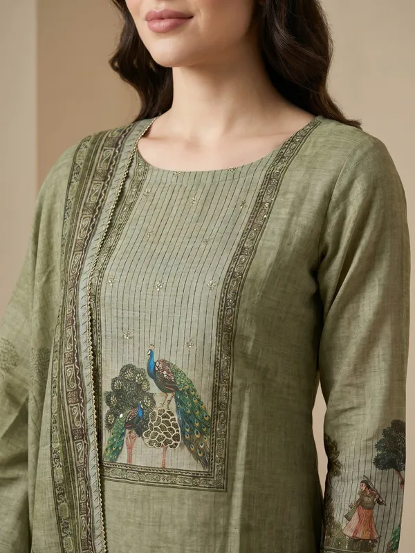 Olive_Green_Cotton_Linen_Embroidered_Unstitched_Suit_Set_With_Dupatta_Set_For_Women