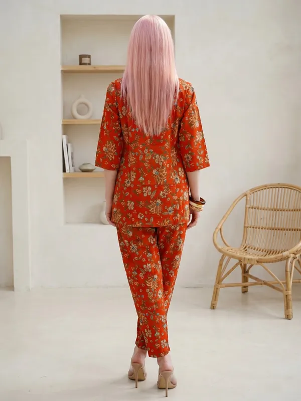 Orange_Floral_Printed_Cotton_Co-Ord_Set_For_Women