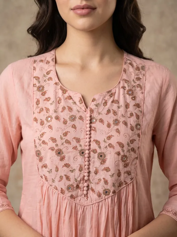 Pink_Mul_Chanderi_Embroidered_Anarkali_Kurta_Set_With_Mirror_Work_For_Women