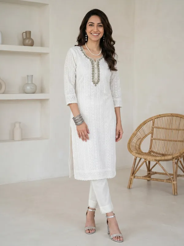 White_Green_Chikankari_Embroidered_Georgette_Unstitched_Suit_Set_For_Women