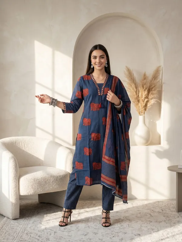 Blue_Cotton_Printed_Straight_Kurta_Pant_Set_With_Dupatta_For_Women