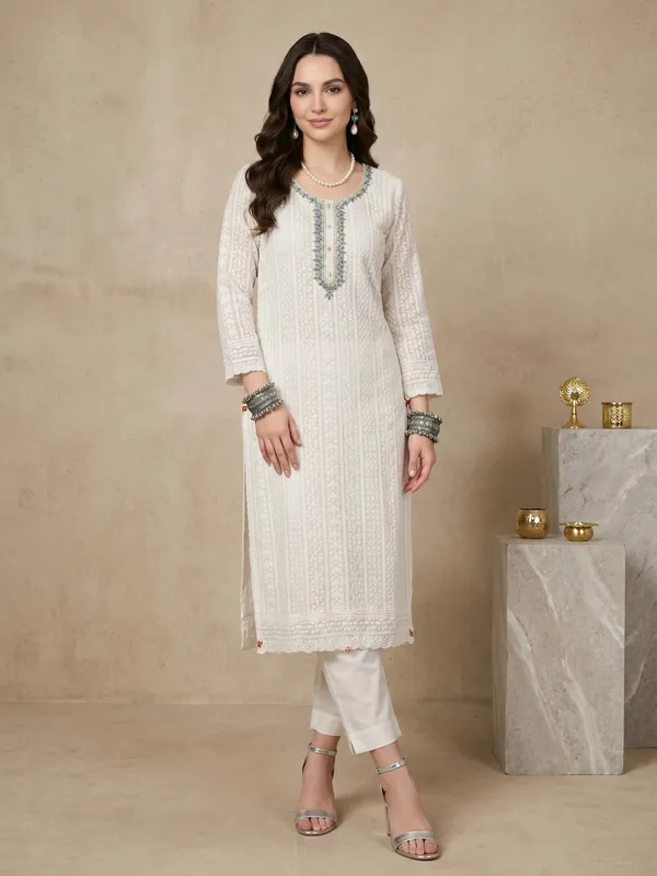 White_Blue_Chikankari_Embroidered_Georgette_Unstitched_Suit_Set_With_Floral_Dupatta_For_Women