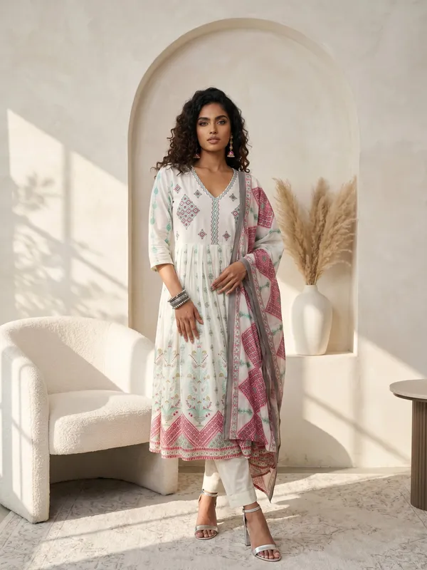 White_Floral_Embroidered_Anarkali_Kurta_Set_With_Dupatta