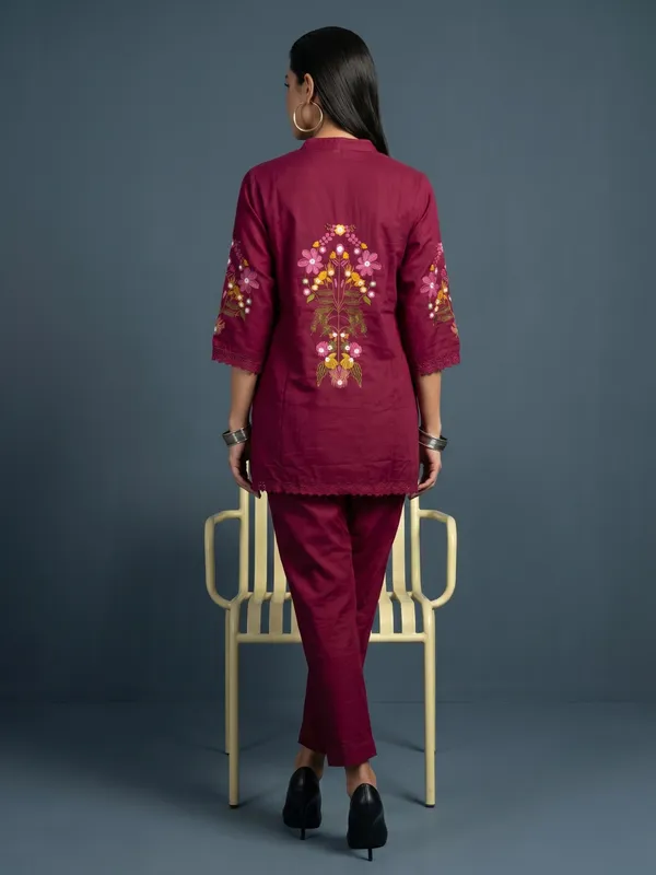 Maroon_Embroidered_Co-Ord_Set_For_Women