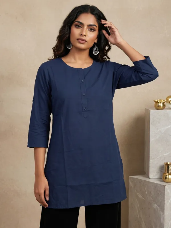 Navy_Blue_Cotton_Straight_Fit_Top_For_Women