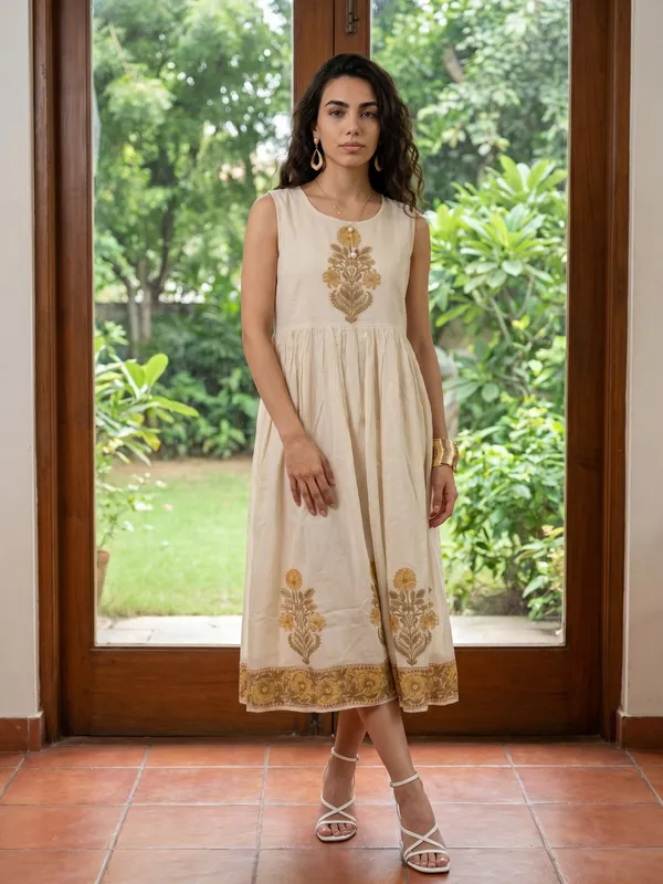 Yellow_Embroidered_Ethnic_Jacket_Dress_Set_For_Women