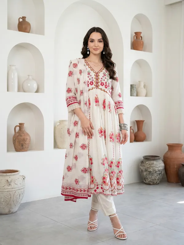 Off_White_Floral_Embroidered_Anarkali_Kurta_For_Women