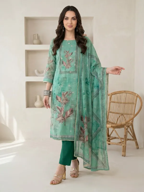 Green_Floral_Print_Embroidered_Unstitched_Suit_Set_For_Women