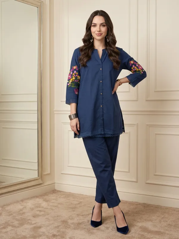 Navy_Embroidered_Co-Ord_Set_For_Women