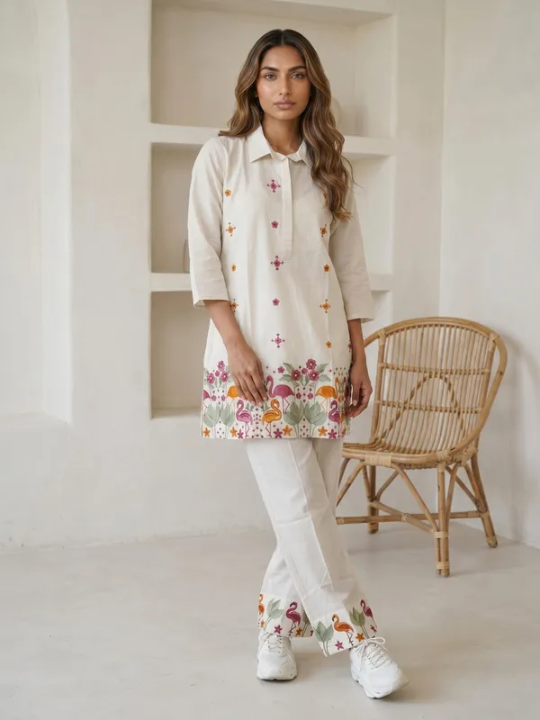 White_Embroidered_Floral_Cotton_Co-Ord_Set_For_Women