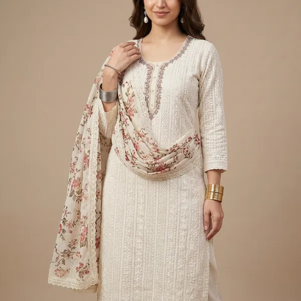 White_Purple_Chikankari_Embroidered_Georgette_Unstitched_Suit_Set_With_Floral_Dupatta_For_Women
