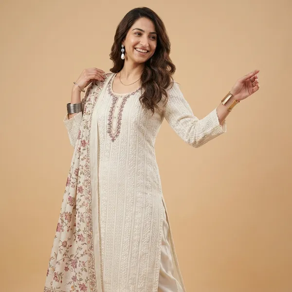 White_Purple_Chikankari_Embroidered_Georgette_Unstitched_Suit_Set_With_Floral_Dupatta_For_Women
