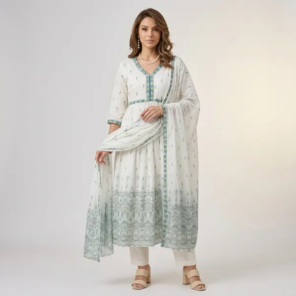 White_Embroidered_Anarkali_Kurta_Set_With_Dupatta_For_Women