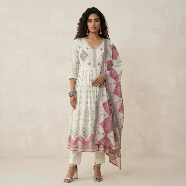 White_Floral_Embroidered_Anarkali_Kurta_Set_With_Dupatta
