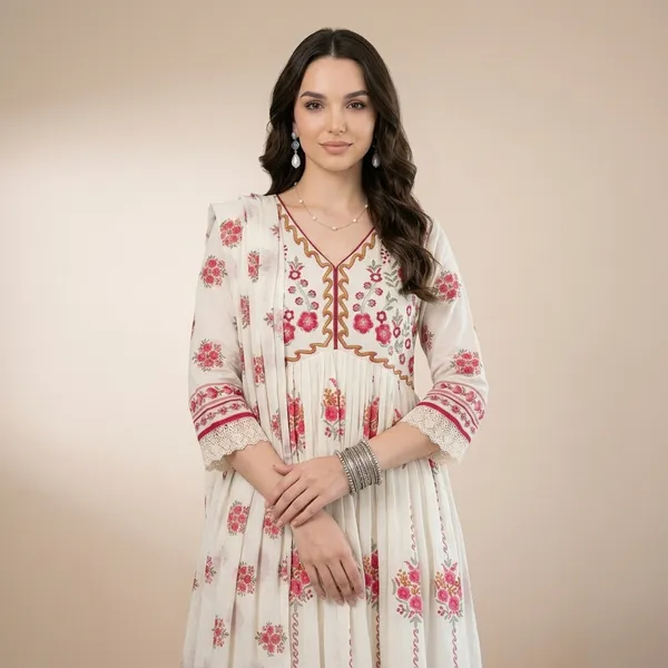 Off_White_Floral_Embroidered_Anarkali_Kurta_For_Women