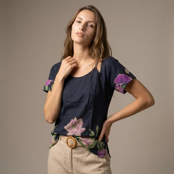 Black_Floral_Print_Cold_Shoulder_Top_For_Women