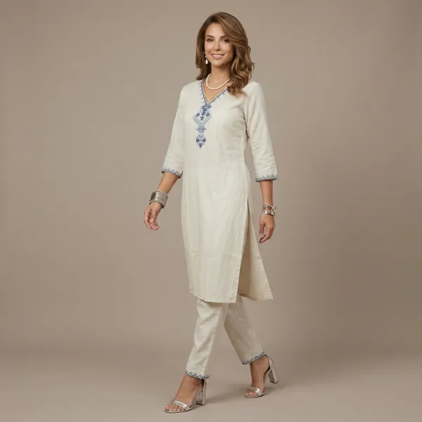 White_Cotton_Embroidered_Kurta_Pant_Set_For_Women