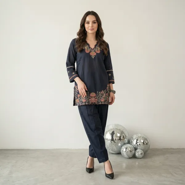 Black_Embroidered_Kurta_Set_For_Women